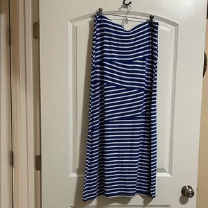 Chico's Navy and White Striped Maxi Skirt